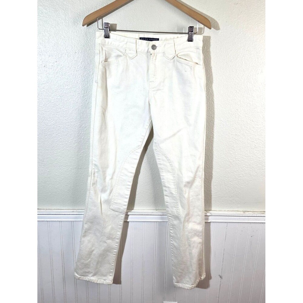 Polo Ralph Lauren Authentic Dungarees White Jeans Womens Riding Equestrian Denim